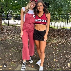 Free People Wide Leg Red Overalls